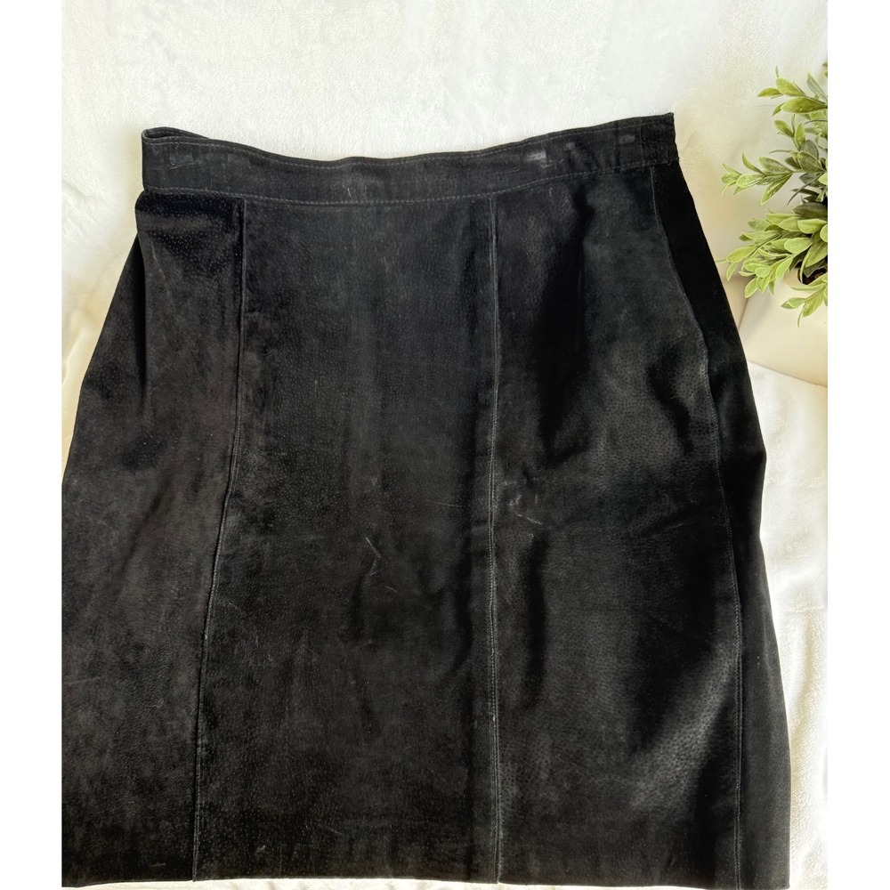 Vintage Jordache Leather Skirt, Size L, Black, 34 inch waist